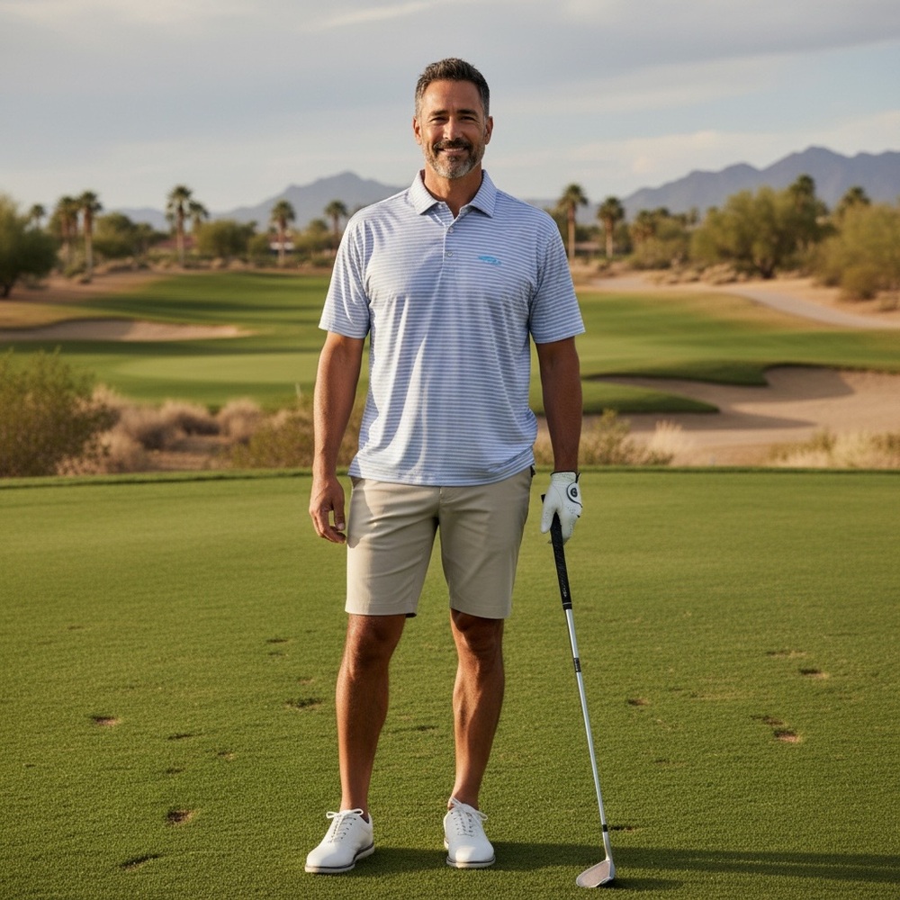 Peter Millar Mens Polo Golf Shirt Pink Striped Summer Comfort Dove Mountain M